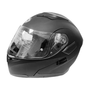 Motorcycle Full Face Helmet Flip up Helmets with Bluetooth Headset Adult Matte Black